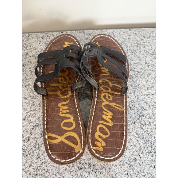 Sam Edelman Women's Rolita Open Toe Slide Platform Wedge Sandals 8.5 Black Leath - Picture 4 of 6